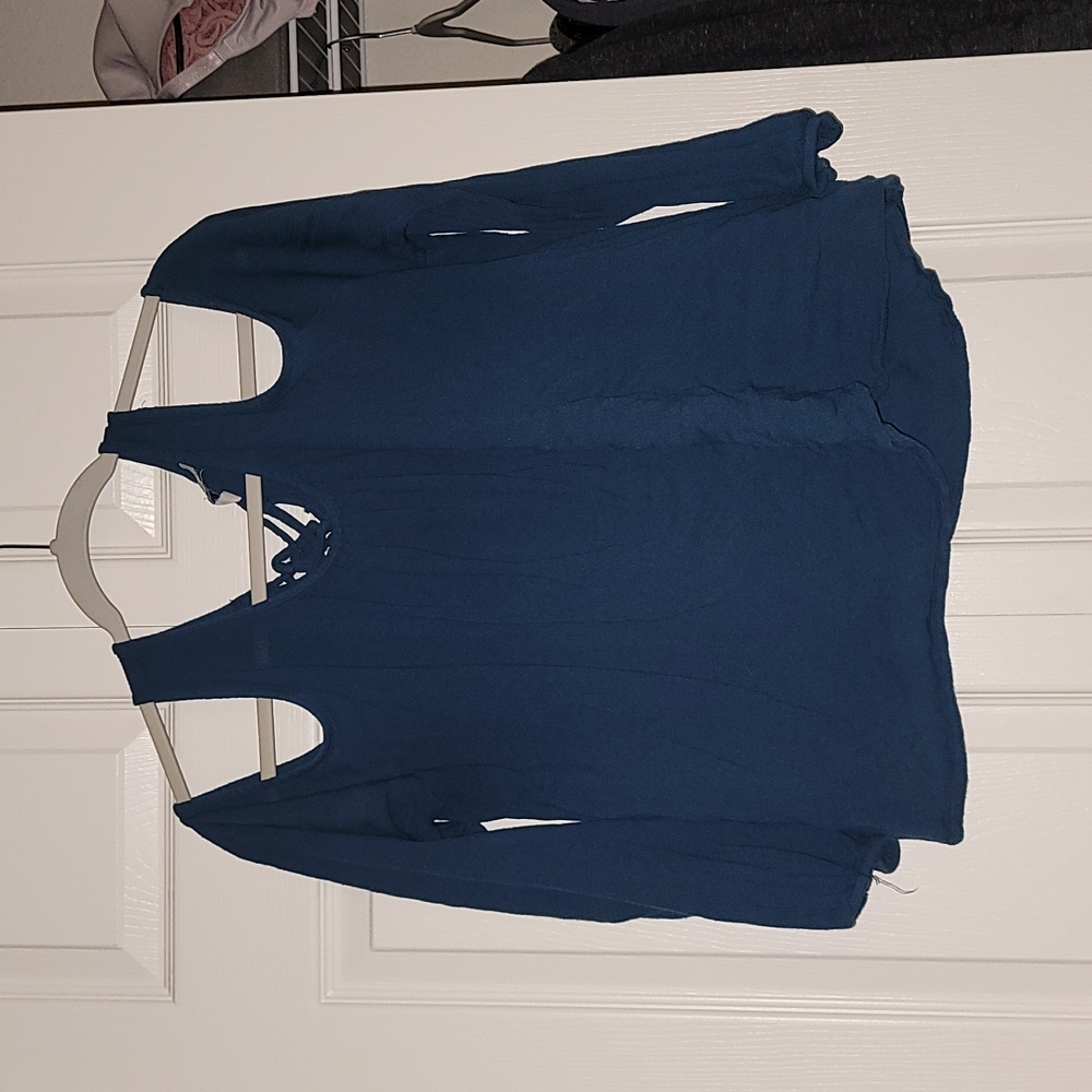 Long sleeve navy blue blouse